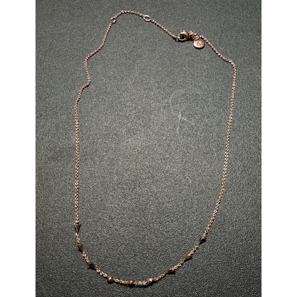 Stella & Dot Rose Gold Cable Chain Necklace, Round Charm Pendant, Lobster Clasp